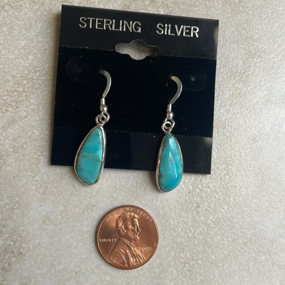 Sterling Silver Turquoise Stone High Grade Silver 925 earrings - Picture 17 of 17